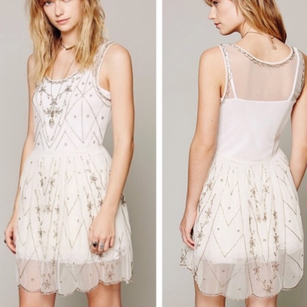 Free people starry night beaded slip-ivory